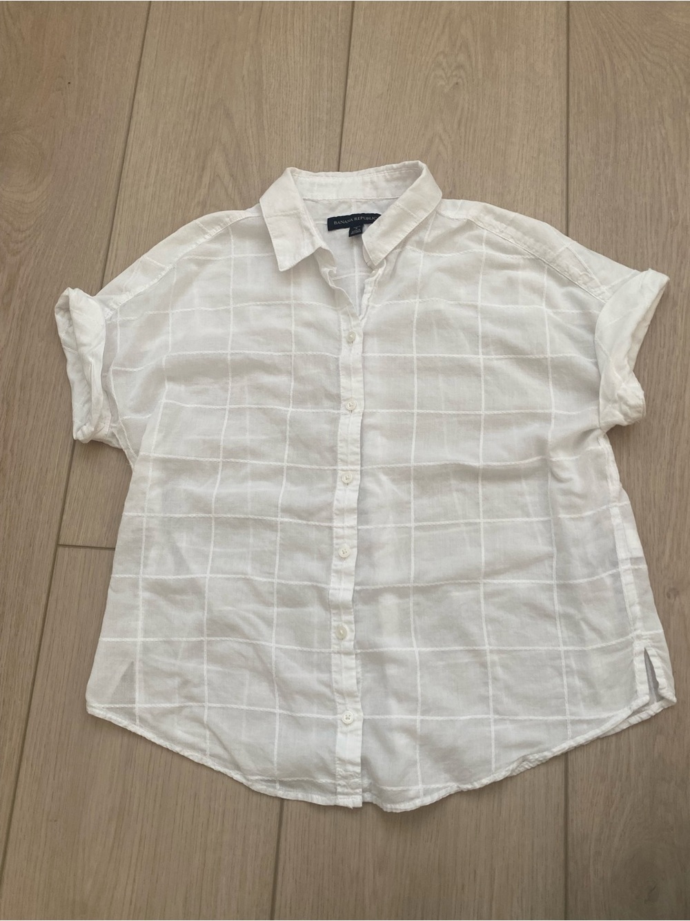 Banana Republic White Windowpane Button-Down Shirt
